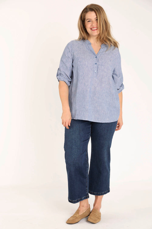 Uni melierte Bluse-Paprika-7