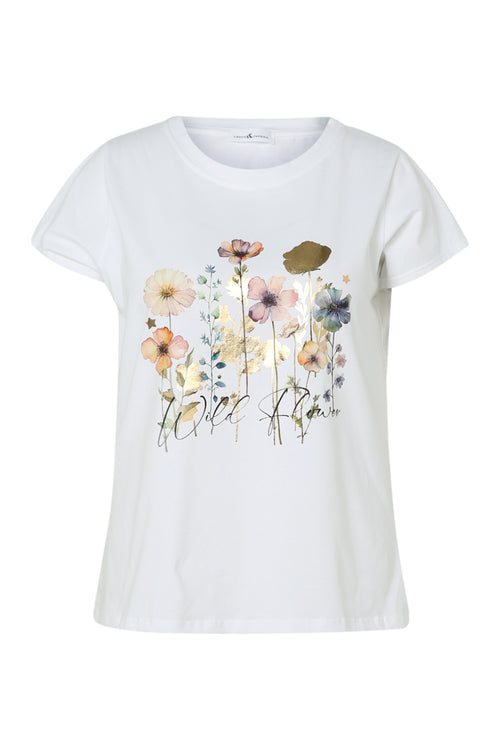 T-Shirt aus Baumwolle mit floralem Druck und Folie-Paprika-10