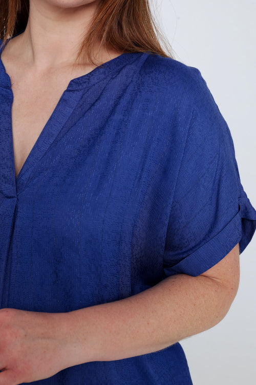 Bluse aus Viskose mit Lurexstreifen-Paprika-4