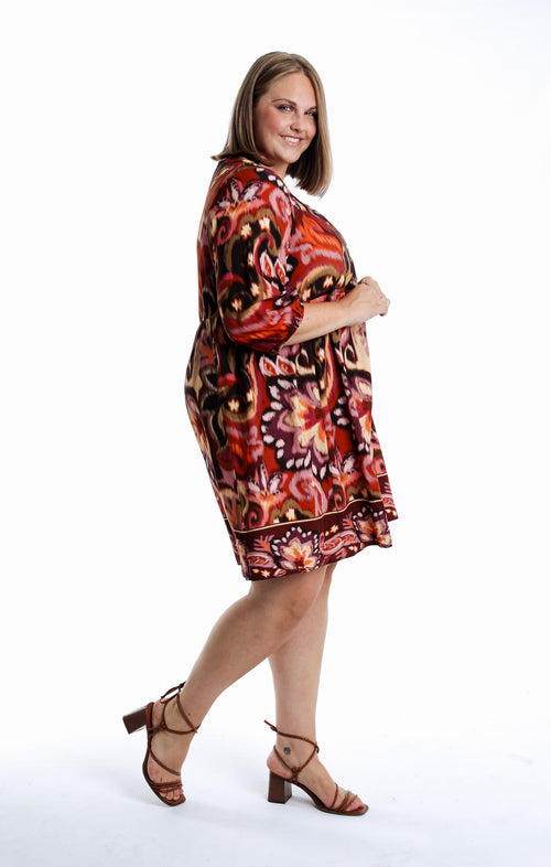 Kleid aus Viskose mit Paisley-Muster-Paprika-7