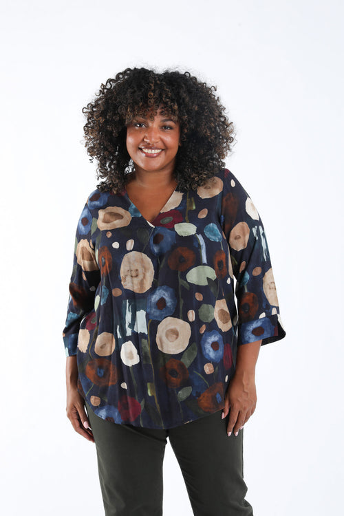 Blouse en viscose imprimé coquelicots-Paprika-1