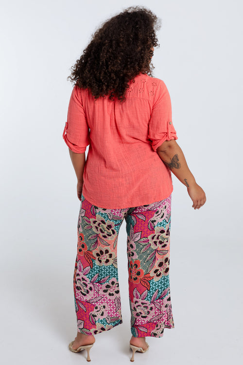 Bluse aus einfarbigem Baumwollvoile-Paprika-2