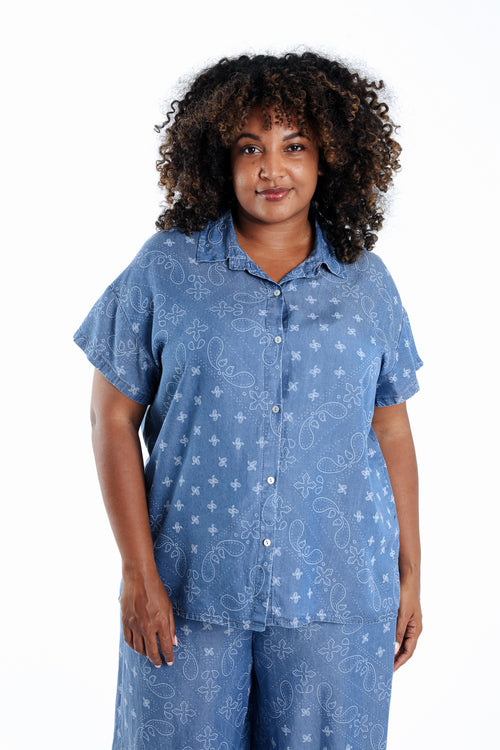 Bedrucktes Lyocell-Hemd mit Bandana-Muster-Paprika-2
