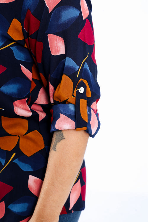Bluse aus bedruckter Viskose mit Blumenmuster-Paprika-5