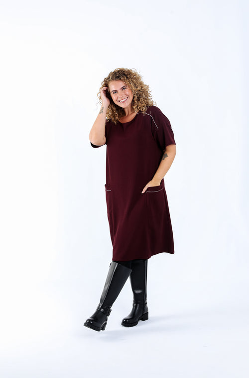 Einfarbiges kurzes Kleid-Paprika-5