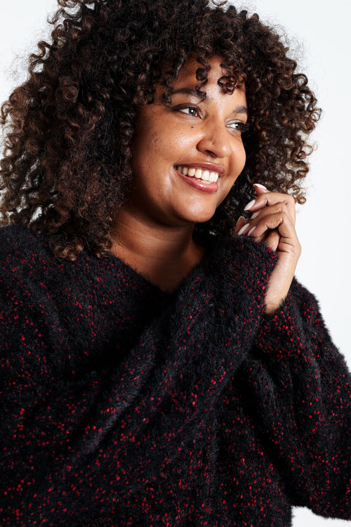 Schlichter Popcorn-Strickpullover-Paprika-5