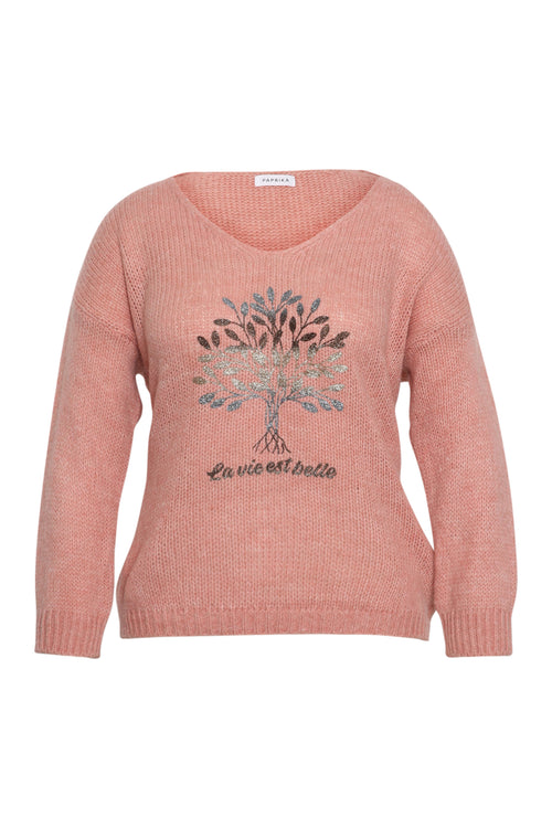 Pull imprimé arbre de vie-Paprika-2