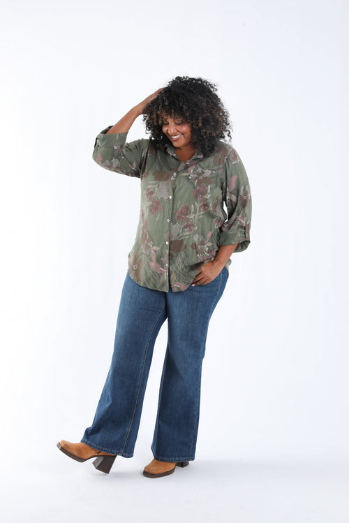 Bedrucktes Lyocell-Hemd mit Blumenmuster-Paprika-7