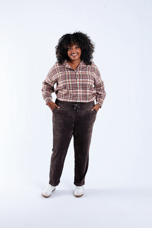 Pantalon chino 7/8 en velours uni-Paprika-7