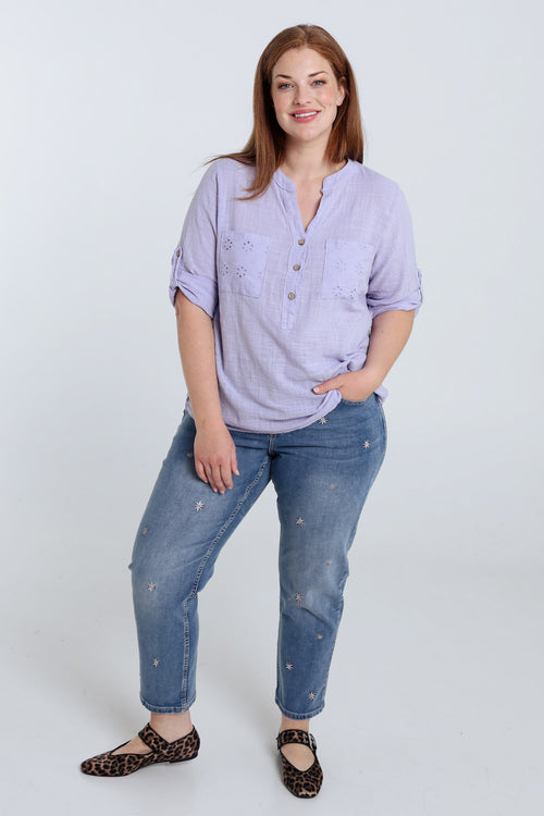Bluse aus einfarbigem Baumwollvoile-Paprika-9