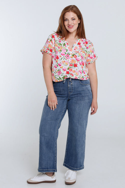 Bluse aus bedruckter Viskose mit floralem Muster-Paprika-7