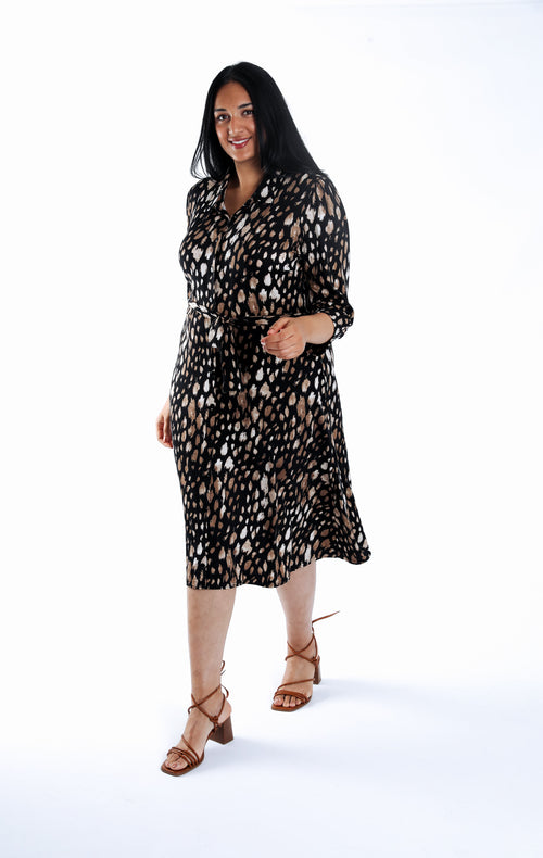Bedrucktes Hemdkleid mit Animal-Print-Paprika-6