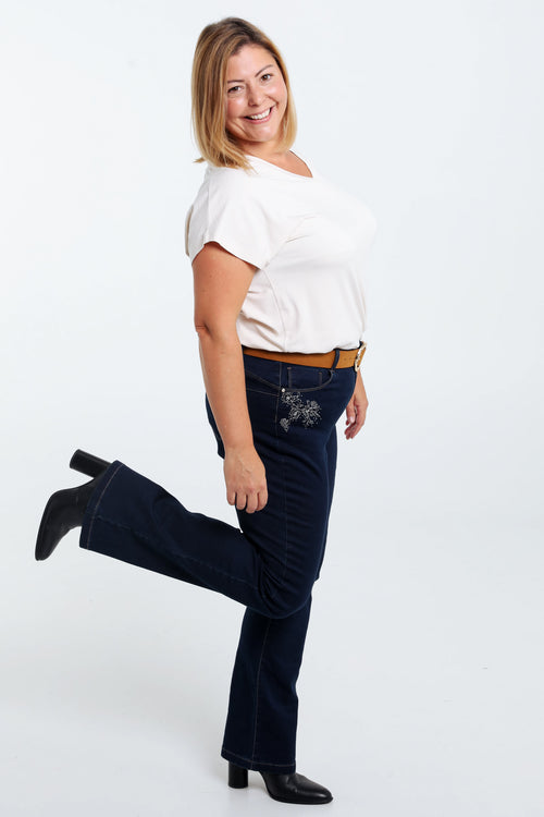 Unifarbene Schlaghose mit Gürtel-Paprika-8