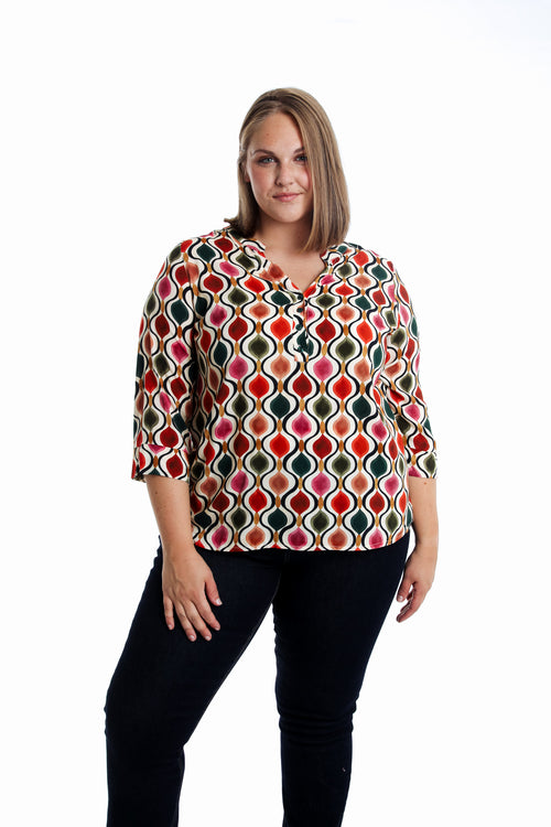 Bluse aus bedrucktem Viskosestoff-Paprika-1