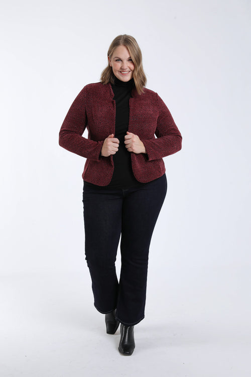 Veste jacquard bicolore avec lurex-Paprika-6