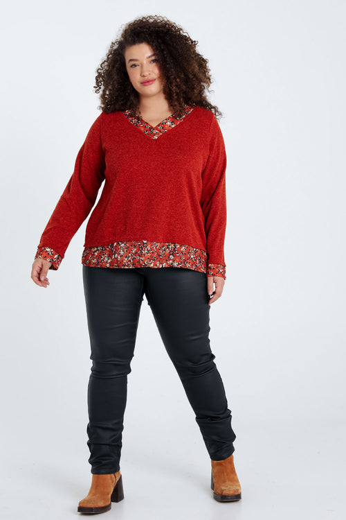 2-in-1-T-Shirt mit Blumendruck-Paprika-8