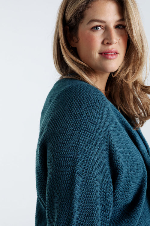 Langer unifarbener Cardigan aus Reiskorn-Paprika-5