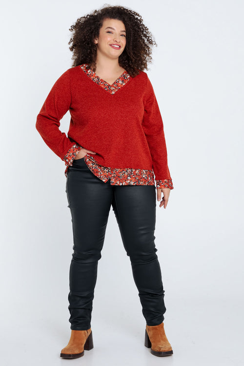 2-in-1-T-Shirt mit Blumendruck-Paprika-7