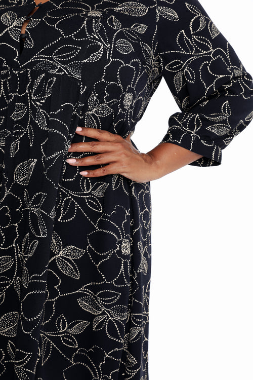 Kurzes Kleid aus bedrucktem Viskose mit Blumenmuster-Paprika-7