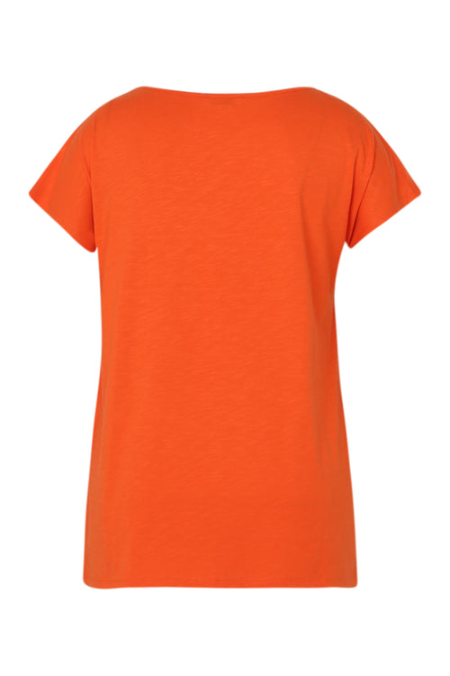 Einfarbiges T-Shirt mit Enjoy-Stickerei und Pailletten-Paprika-11