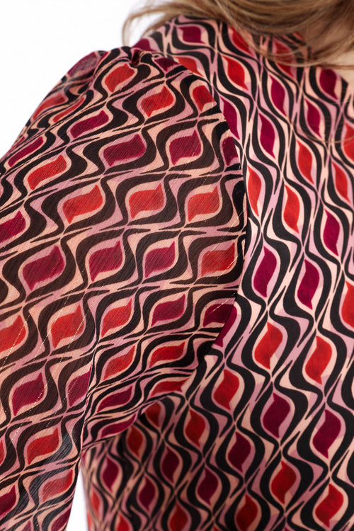 T-Shirt aus Voile mit grafischem Druck und Lurex-Paprika-6