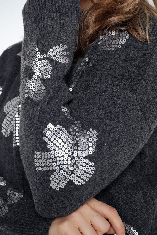 Pullover mit Blumenmuster und Pailletten-Paprika-5
