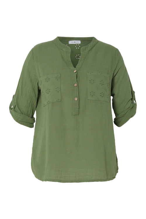 Bluse aus einfarbigem Baumwollvoile-Paprika-10