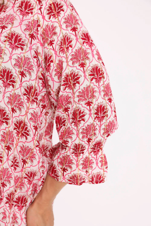 Bluse aus Viskose mit indischem Blumenmuster-Paprika-5