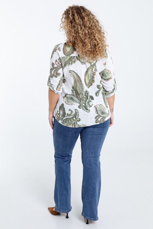 Bluse aus bedrucktem Baumwollvoile mit Paisleymuster-Paprika-2