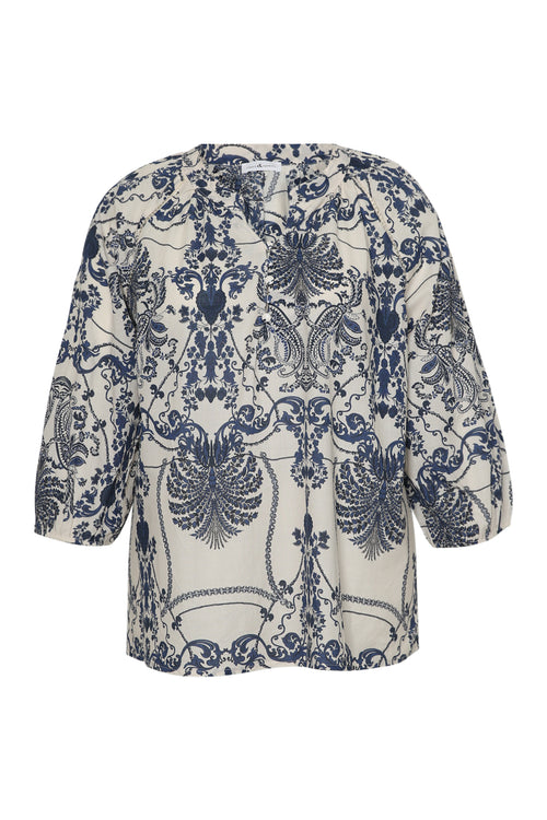 Bluse aus Baumwolle mit floralem Druck-Paprika-10