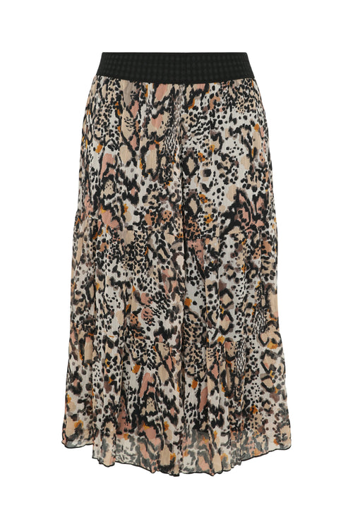 Jupe longue en voile froissé imprimé peau de bête-Paprika-10
