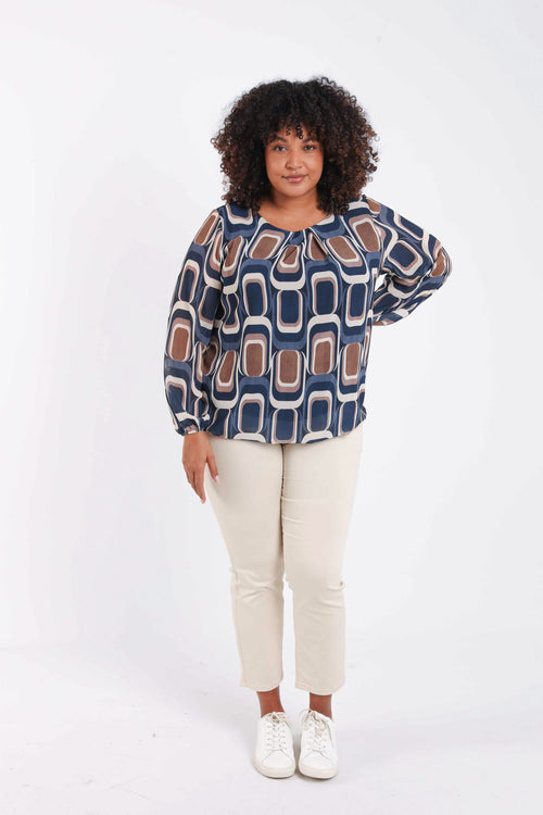 Bluse mit grafischem Print-Paprika-8