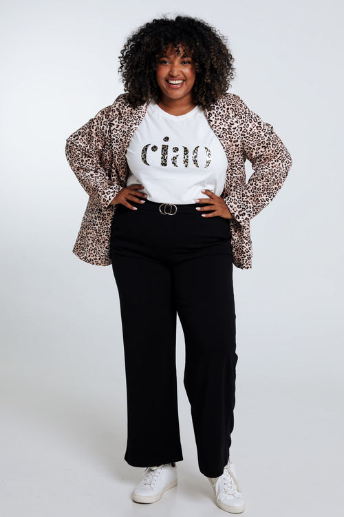 Unifarbene, gerade geschnittene Hose mit Halbgürtel und goldfarbener Schnalle-Paprika-9