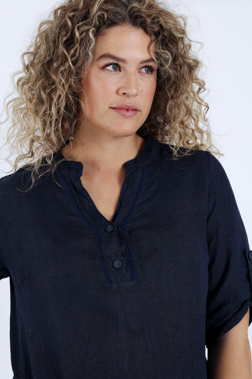 Leinen-Tunika-Kleid uni-Paprika-3