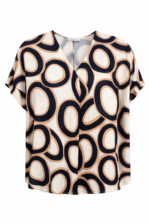Blouse imprimé ronds graphiques-Paprika-10