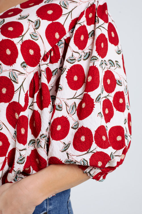 Blusenshirt mit Blumenmuster-Paprika-6