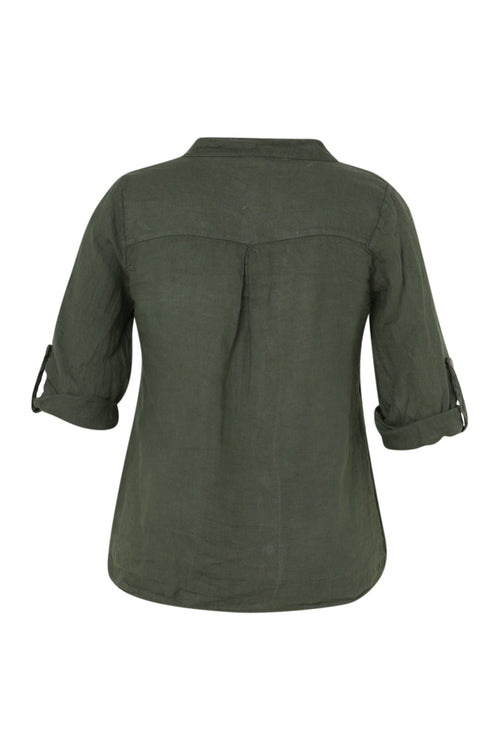 Blouse en lin unie-Paprika-11