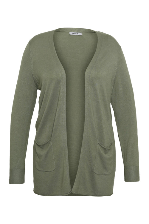 Cardigan fin en viscose uni-Paprika-9