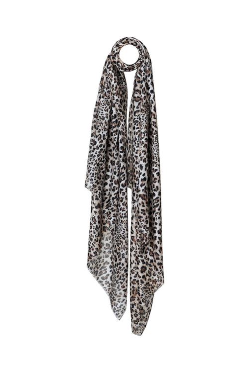 Foulard en viscose imprimé léopard avec foil-Paprika-1