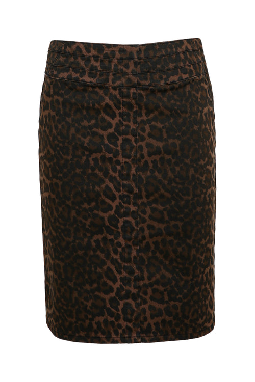 Kurzer, gerade geschnittener Rock mit Leopardenmuster-Paprika-10