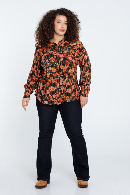 Hemd aus Viskose mit zartem Blumenmuster-Paprika-9