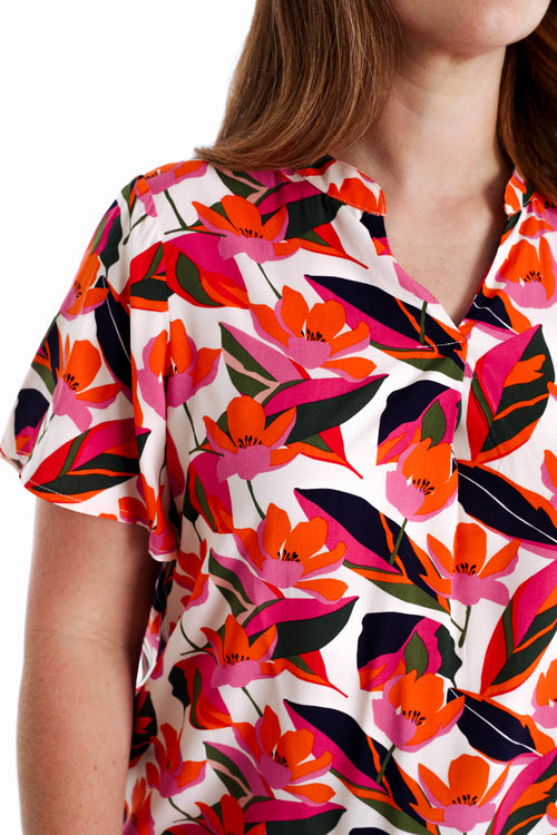 Bluse aus Viskose mit Blumenmuster-Paprika-4