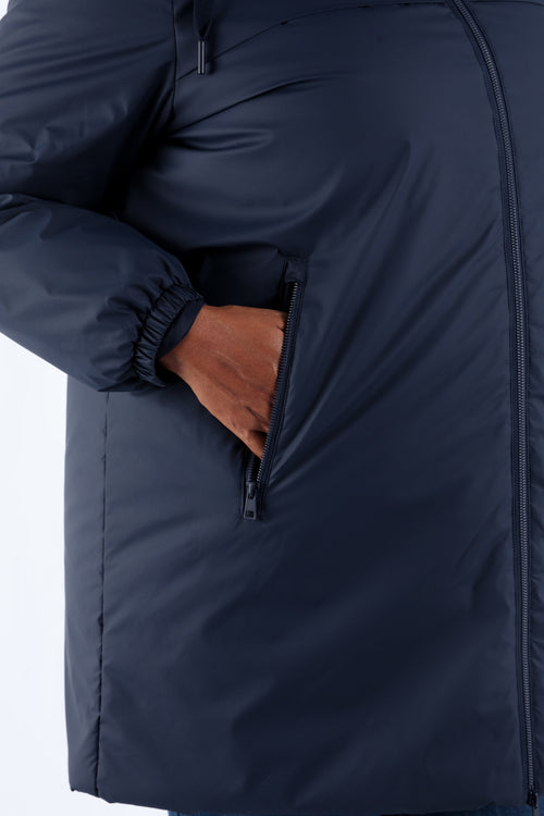 Leichter einfarbiger Midilanger Parka-Paprika-6