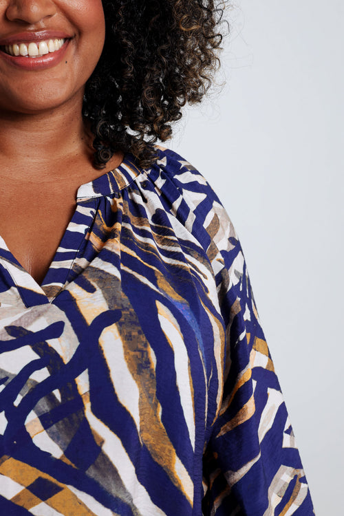 Raglanbluse aus Viskose mit Zebradruck-Paprika-6