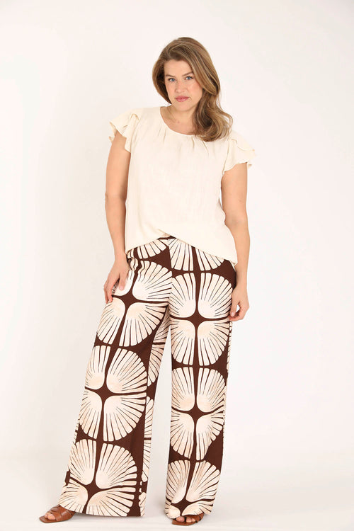 Einfarbige Bluse aus Viskose und Leinen-Paprika-7