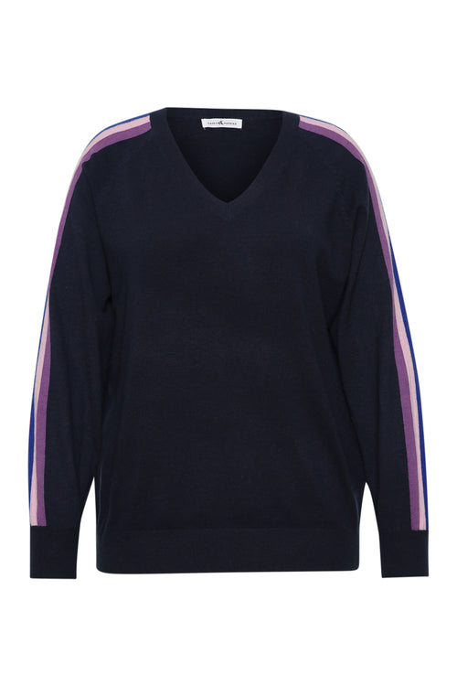 Uni Pullover mit Sportstreifen-Paprika-1