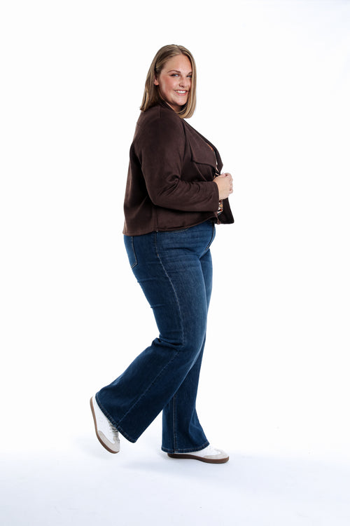 Jacke aus einfarbigem Wildlederimitat-Paprika-7