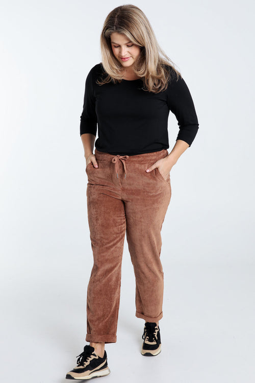 Unifarbene 7/8-Chinohose aus Samt-Paprika-8