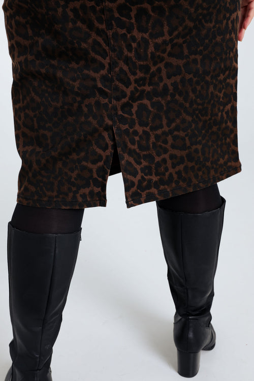 Kurzer, gerade geschnittener Rock mit Leopardenmuster-Paprika-5