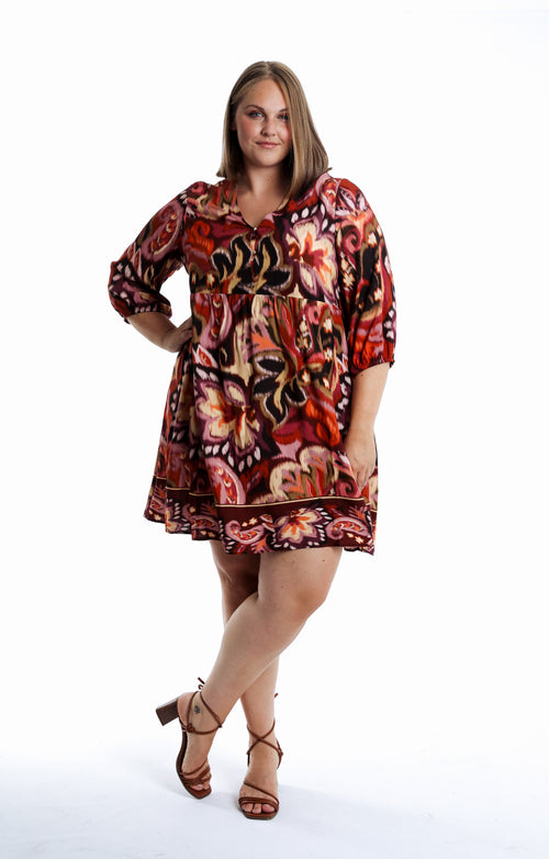 Kleid aus Viskose mit Paisley-Muster-Paprika-1